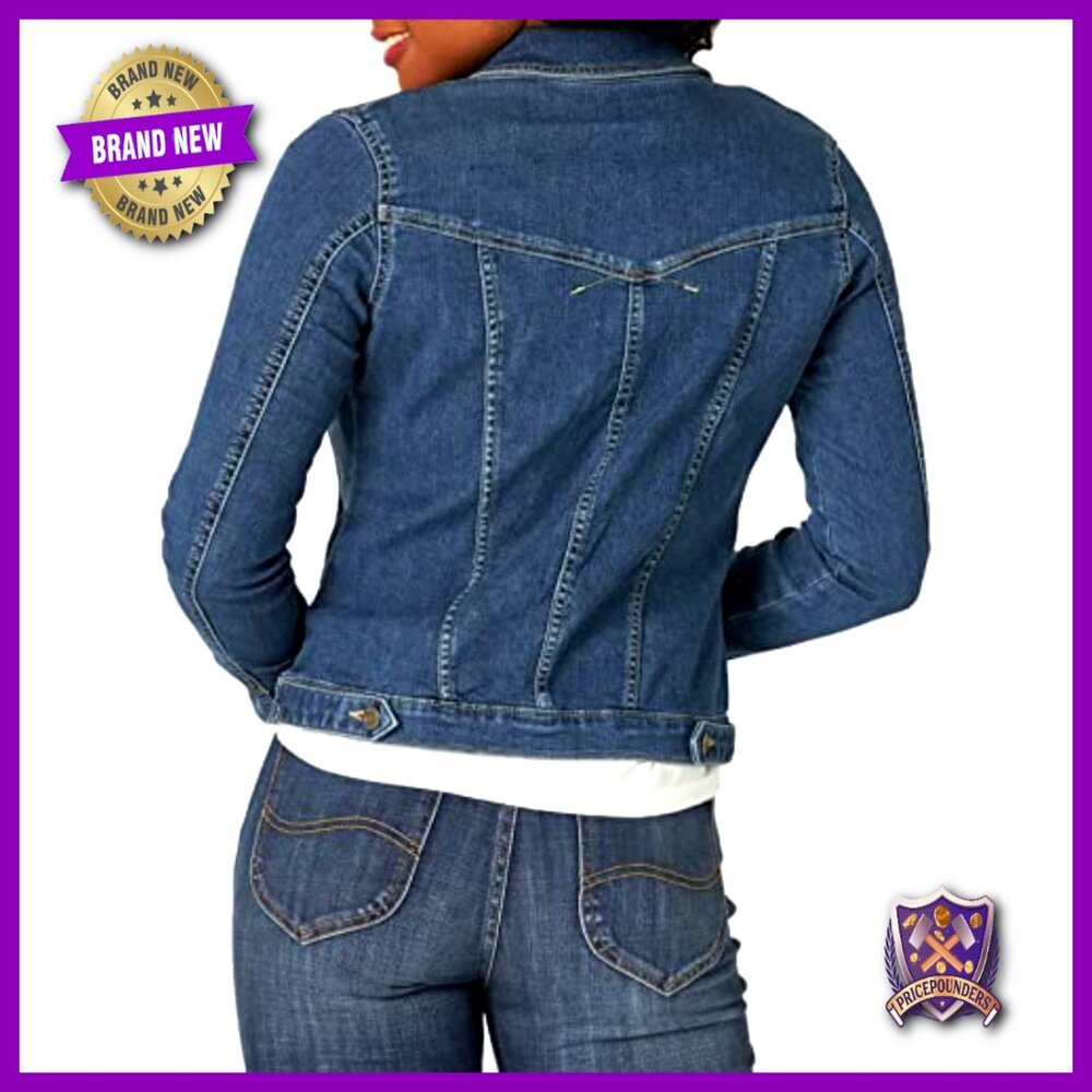 Classic Denim Jacket Stretch Polyester Blend Casu… - image 2